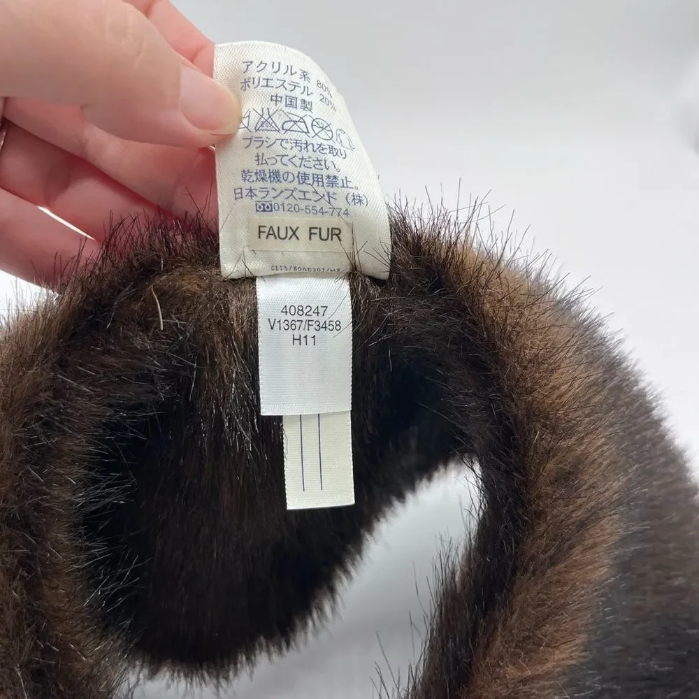 Lands End Faux Fur Collar Kids One Size 17”